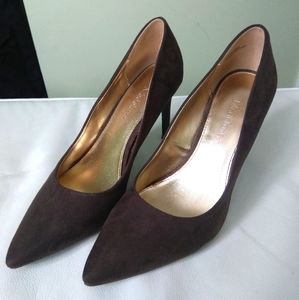 Brown suede heels